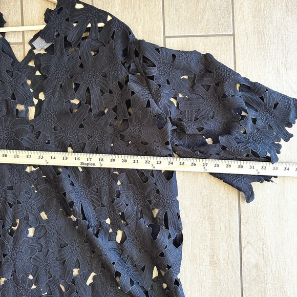 Anthropologie Floral Eyelet Kaftan Dress OS Sheer Bell Sleeve Beachy Resort Boho - Picture 8 of 10